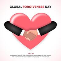 Global Forgiveness Day background with handshake and love vector
