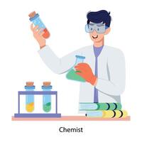 A customizable flat illustration of chemist vector