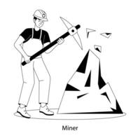 Character based flat illustration of miner vector