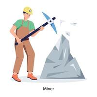 Character based flat illustration of miner vector