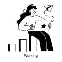 Get a doodle mini illustration of sending data vector