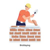 Check this flat illustration of bricklaying vector