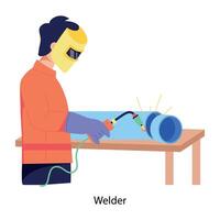 Get this flat illustrations depicting welder working vector
