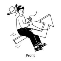 Check this doodle mini illustration of career growth vector