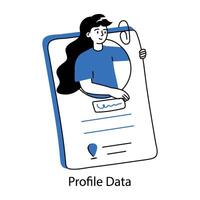 Handy doodle mini illustration of profile data vector