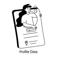 Handy doodle mini illustration of profile data vector