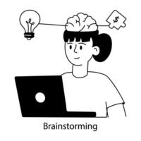 Check out this doodle mini illustration of brainstorming vector