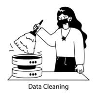 A well-designed doodle mini illustration of data cleaning vector
