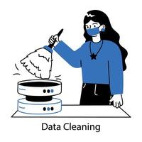 A well-designed doodle mini illustration of data cleaning vector