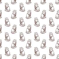 Cat in doodle style. Simple seamless pattern. illustration. vector