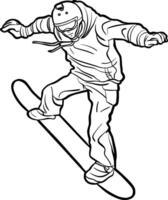 Snowboarder in Action with Green Jacket vector