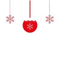 Christmas balls and red snowflakes on a white background. vector