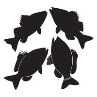 Different fish silhouette isolated on white background vector