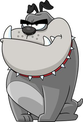 Angry Gray Bulldog Cartoon Mascot Character With Spiked Collar