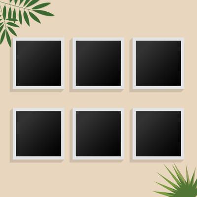Collage Photo Frame Template Illustration, Picture Collage Presentation Frame With Element, Photo Frame Film Isolated, Photo Gallery Illustration Set.