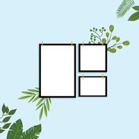 Collage Photo Frame Illustration Between The Walls, Collage Presentation Frame Mockup album And Element. Photo Frame Film Isolated, Image Border Gallery . vector