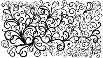 Curly hand drawn pattern, not seamless, curly background isolated on white, banner, card, backdrop vector