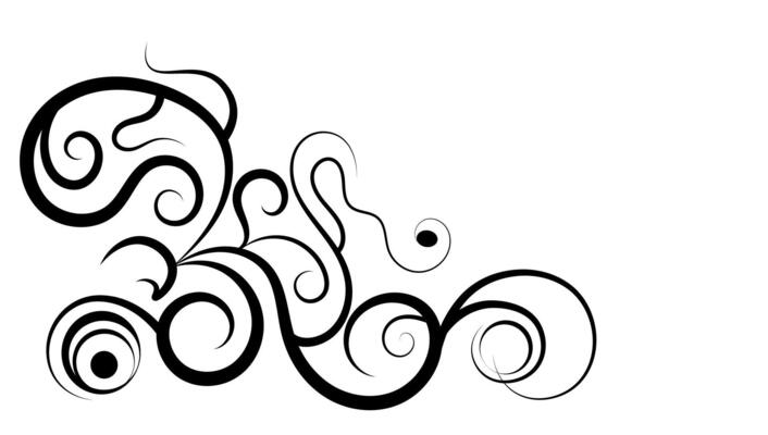Swirly corner, modern style swirls, curly ornament isolated on white background.