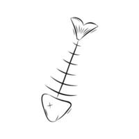 Sketch of fish skeleton in doodle style vector