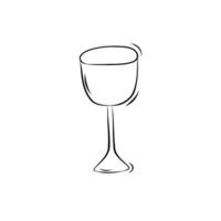 Sketch of a wine glass in doodle style vector