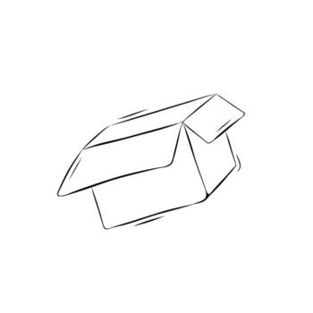 Sketch of an open box in doodle style vector