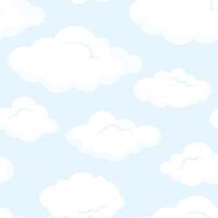 Delicate cartoon seamless pattern of clouds on a blue background vector