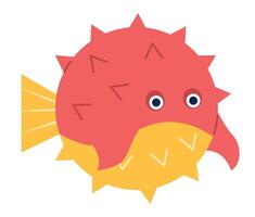Color fish hedgehog with sharp thorns isolated vector