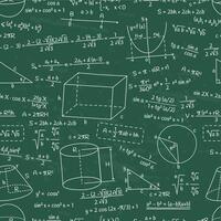 Mathematical, geometry and physics formula seamless pattern. Doodle math or algebra formula signs background illustration. Hand drawn school education formulas vector