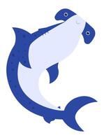 Hammerhead shark, dangerous sea predator isolated on white vector
