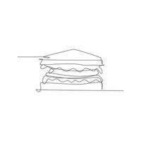 National Sandwich Month line art . continuous line. eps 10. vector