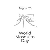 World Mosquito Day line art design. eps 10. continuous line. vector