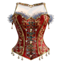 Elegant Red and Gold Corset with Detailed Design png