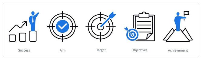 A set of 5 Success icons as success, aim, target vector