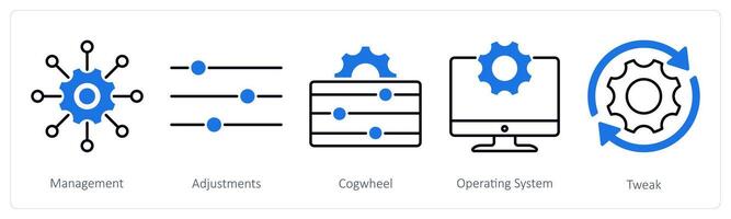 A set of 5 Settings icons as management, adjustments, cogwheel vector
