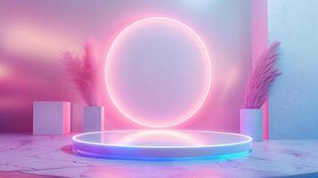 A captivating 3D display highlighted by a vibrant orb against a gradient backdrop photo