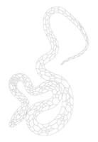 snake outline in polygonal mosaic style for decoration or coloring. symbol of the year 2025 snake. BW illustration isolated vector
