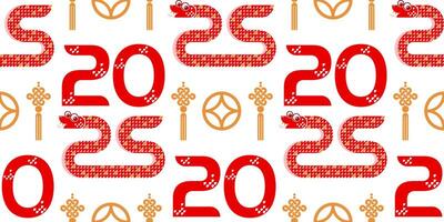 Seamless pattern happy chinese new year 2025 the snake zodiac sign with asian elements paper cut style on color background. vector