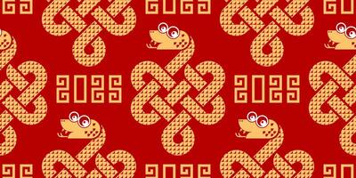 Seamless pattern happy chinese new year 2025 the snake zodiac sign with asian elements paper cut style on color background. vector