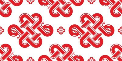 Seamless pattern happy chinese new year 2025 the snake zodiac sign with asian elements paper cut style on color background. vector