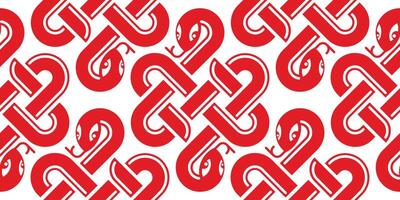 Seamless pattern happy chinese new year 2025 the snake zodiac sign with asian elements paper cut style on color background. vector