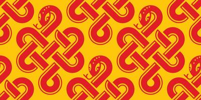Seamless pattern happy chinese new year 2025 the snake zodiac sign with asian elements paper cut style on color background. vector