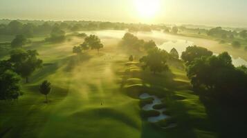 golf course with rolling hills and a winding path, peaceful and inviting, realistic photo