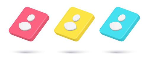 Collection multicolored 3d icon member contact personal profile new friend request vector