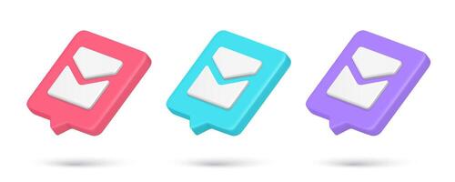 Collection realistic 3d isometric icon closed mail envelope quick tips illustration vector