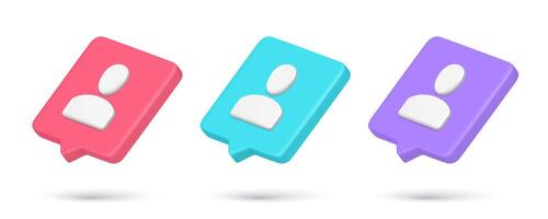 Collection minimalist user member new friend request 3d icon quick tips realistic vector