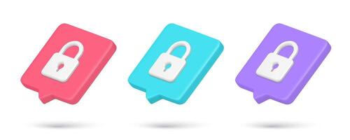 Realistic closed padlock hanging with hole for key isometric quick tips collection vector