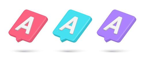 Collection multicolored quick tips A letter internet notification for text typing realistic vector