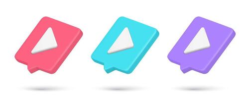 Realistic triangle arrow play multimedia content broadcasting quick tips collection vector