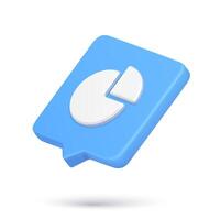 Minimalist financial diagram chart graph quick tips in blue speech bubble 3d icon realistic vector