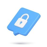 Closed hanging padlock with hole for key isometric 3d icon quick tips realistic illustration vector